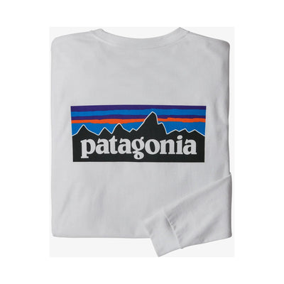 Patagonia Men's Long-sleeved P-6 Logo Responsibili-Tee - White