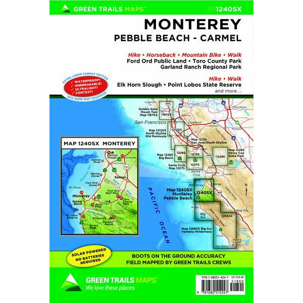 Monterey/Pebble Beach/Carmel, CA No. 1240SX Green Trails Maps