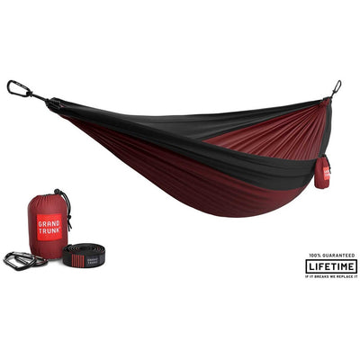 Grand Trunk Double Deluxe Parachute Nylon Hammock - Crimson/Charcoal