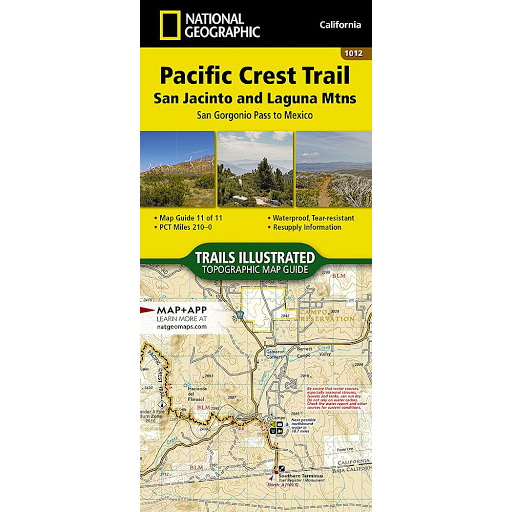Pacific Crest Trail: San Jacinto and Laguna Mountains Map San Gorgonio Pass to Mexico