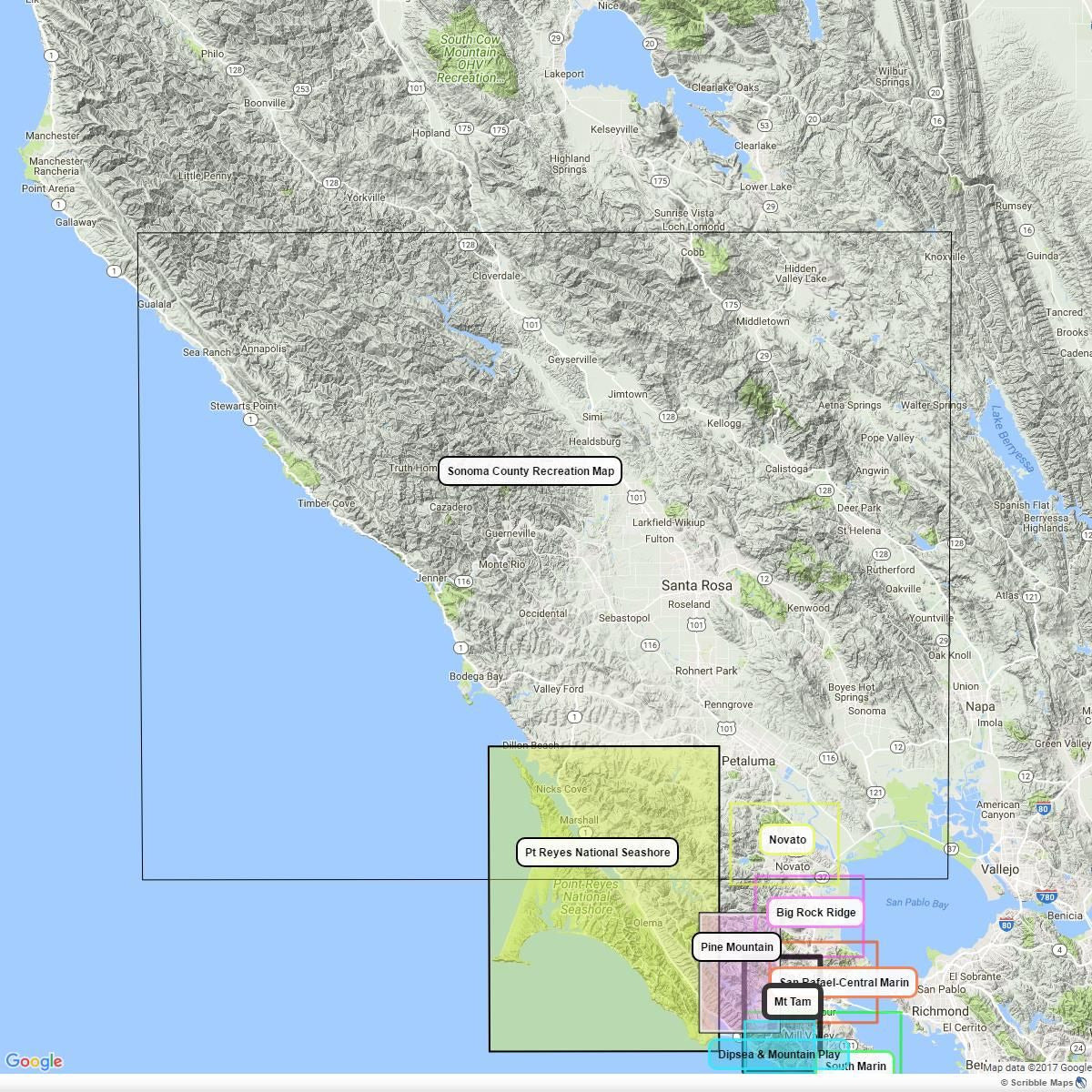 Map Ranches Point Reyes Tom Harrison Point Reyes National Seashor | The Mountain Air